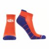 Ncaa Socks * | Flash Sale Tck Clemson Tigers Low Cut Ankle Socks With Tab Orange/Purple/White