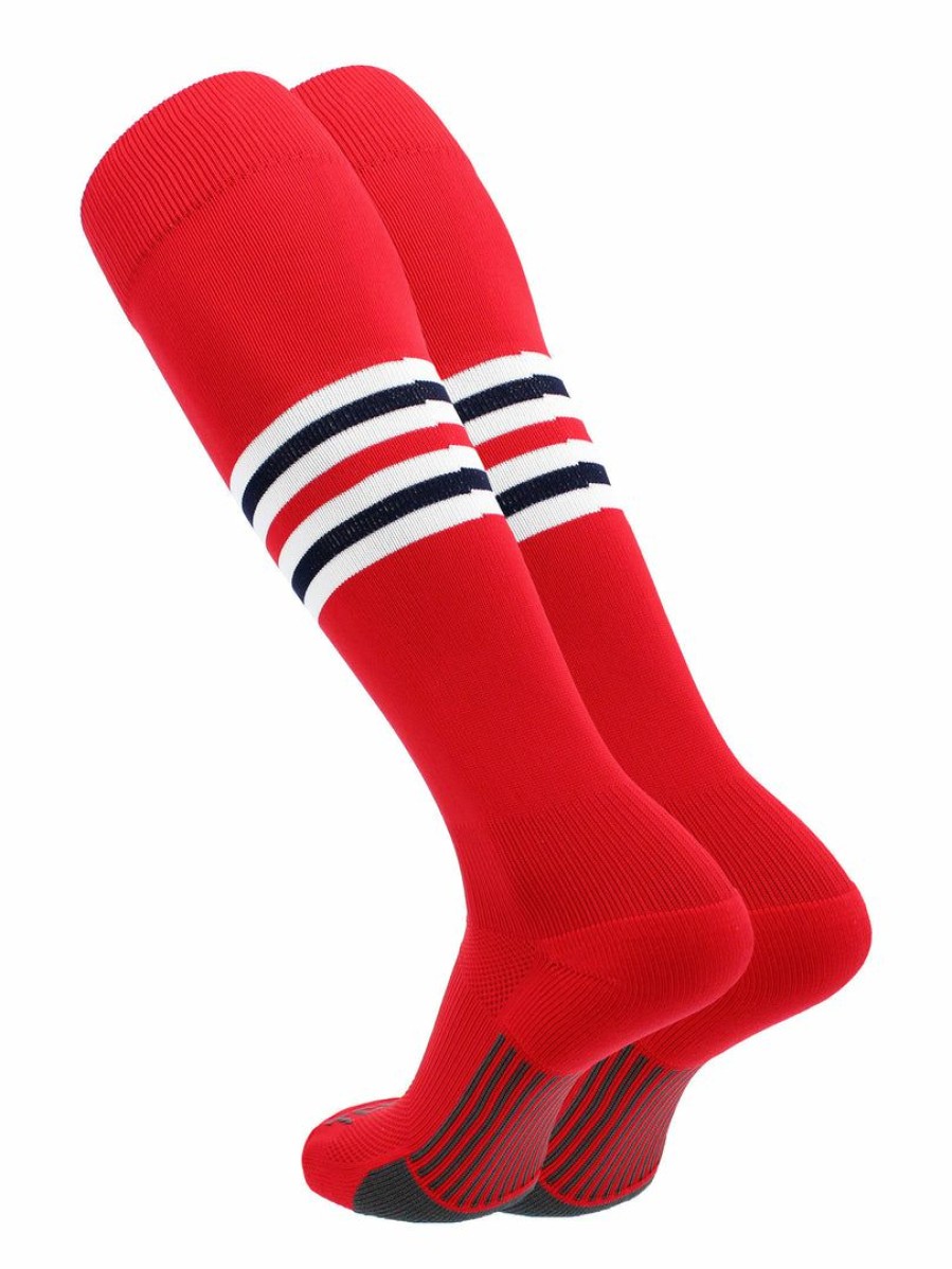 Ncaa Socks * | Deals Tck Elite Performance Baseball Socks Dugout Pattern I Softball Mens Womens Scarlet/White/Navy