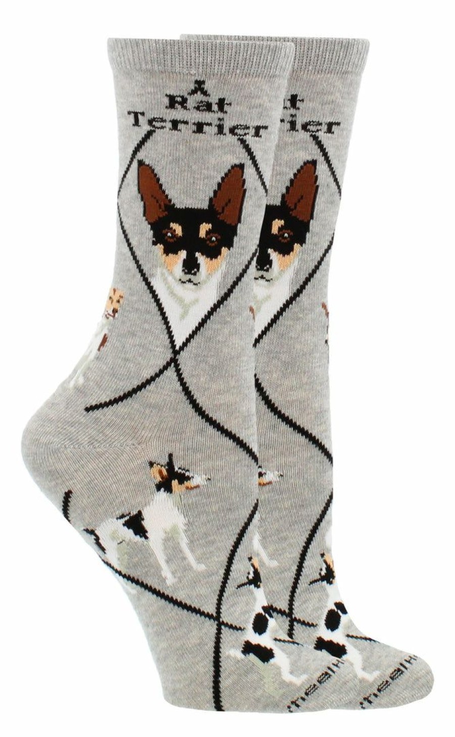 Ncaa Socks * | Buy Whd Rat Terrier Socks For Women Gift For Dog Lovers Crazy Socks Crew Gray