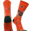 Ncaa Socks * | Promo Tck Miami Hurricanes Socks Crew Length Sock Mayhem Orange/Green