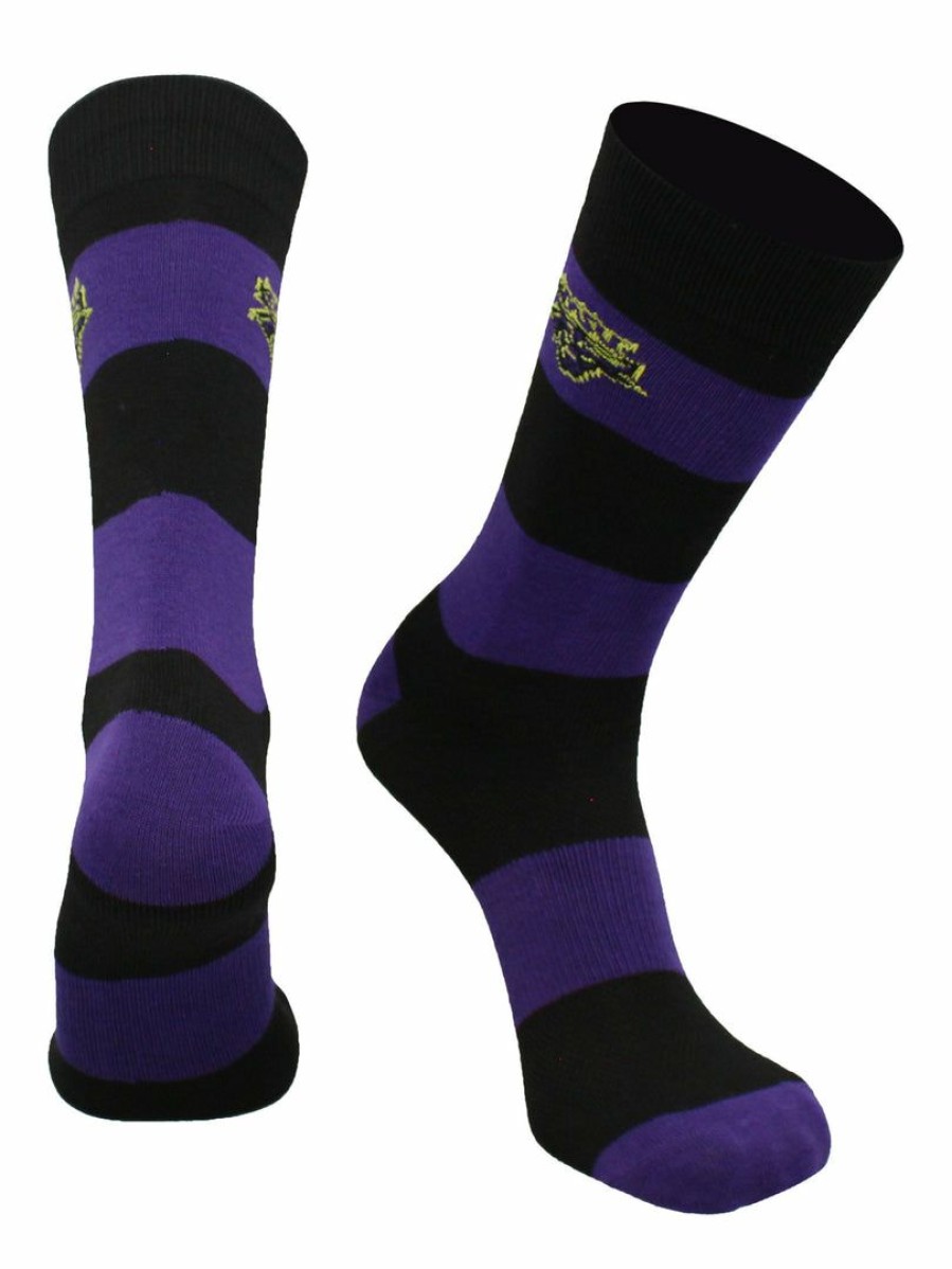 Ncaa Socks * | Best Sale Tck All Schools Minnesota State Mavericks Socks Game Day Striped Crew Socks Purple/Black