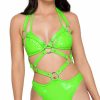 Dancewear * | Roma Neon Green Studded Vinyl Dance Romper