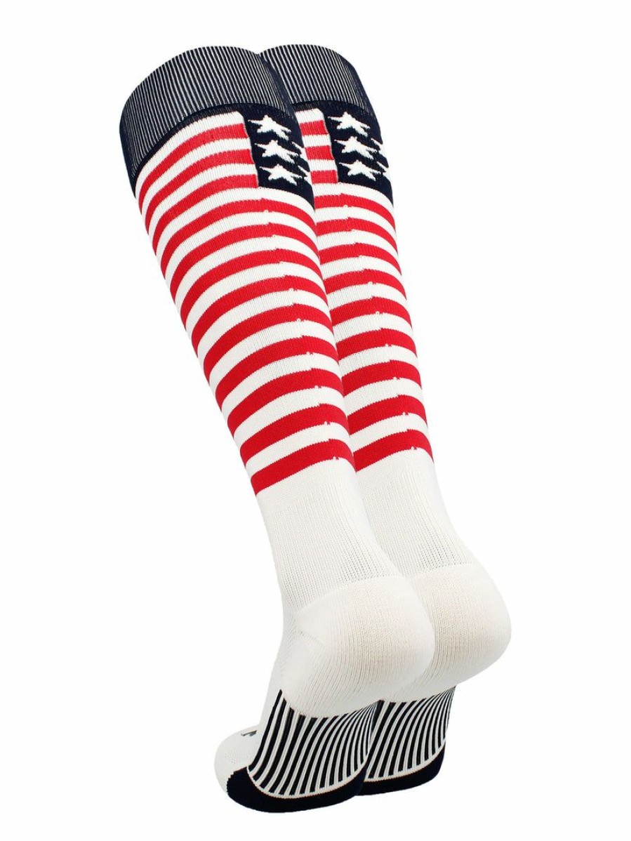 Ncaa Socks * | Cheap Tck Stars And Stripes Usa Flag Baseball Socks White/Navy/Scarlet