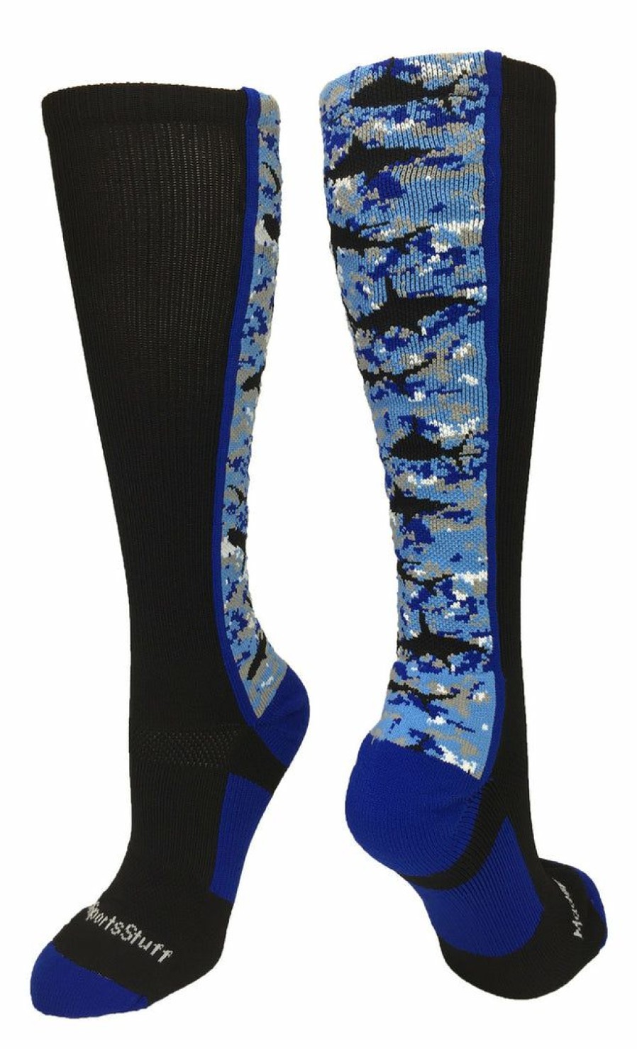 Ncaa Socks * | Flash Sale Madsportsstuff Digital Camo Shark Socks Over The Calf Black/Blue/White