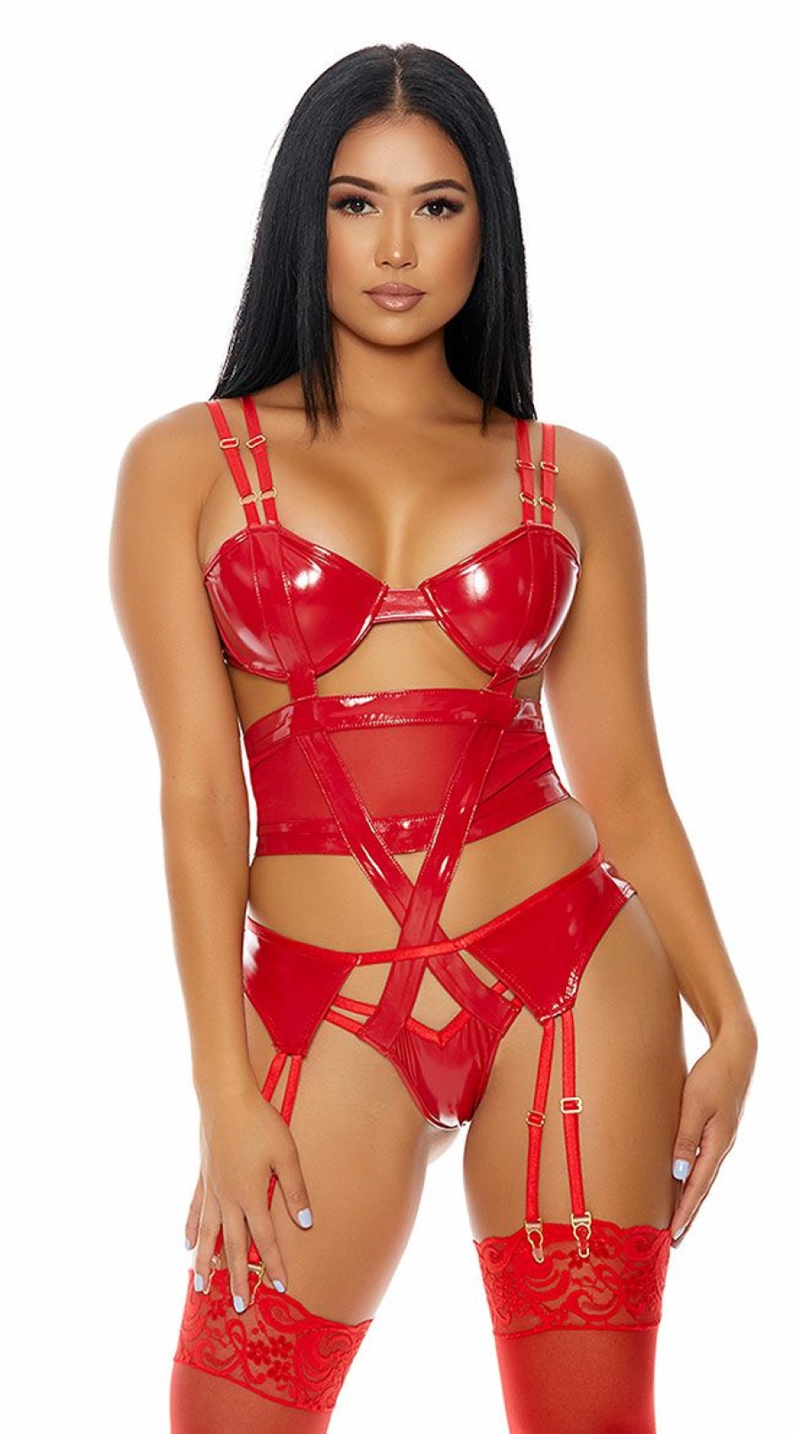 Lingerie * | Forplay Double The Mesh Teddy Set