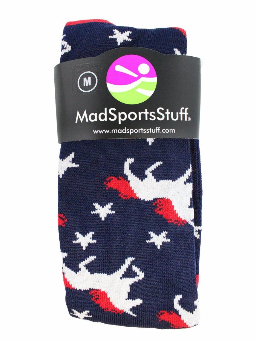 Ncaa Socks * | Promo Madsportsstuff Softball Socks Usa Unicorn Socks Over The Calf Navy/Red/White