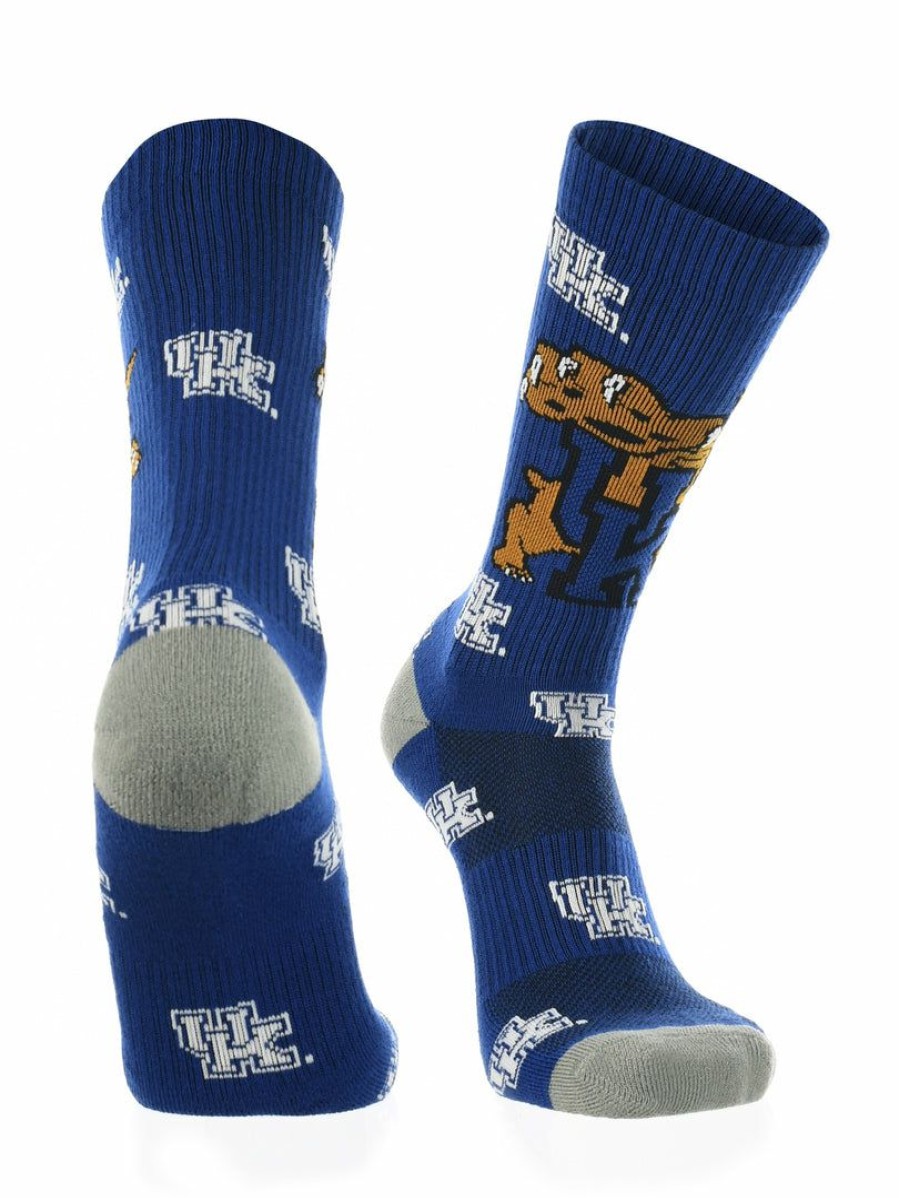 Ncaa Socks * | Wholesale Tck Kentucky Wildcats Socks Crew Length Sock Mayhem All Schools Blue/Grey/White