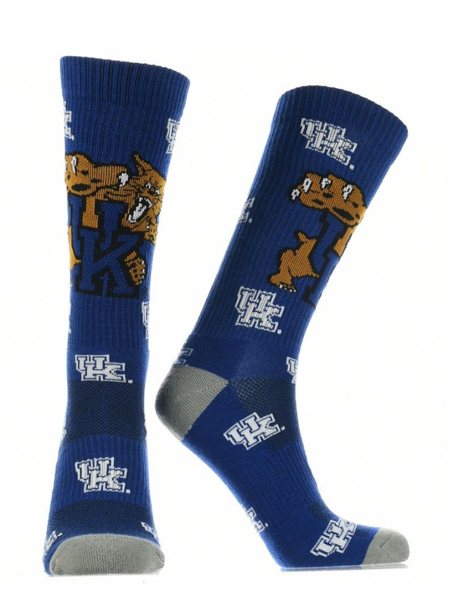 Ncaa Socks * | Wholesale Tck Kentucky Wildcats Socks Crew Length Sock Mayhem All Schools Blue/Grey/White