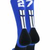 Ncaa Socks * | Deals Madsportsstuff Royal Player Id Custom Number Crew Socks For Basketball Lacrosse Volleyball Boys And Girls