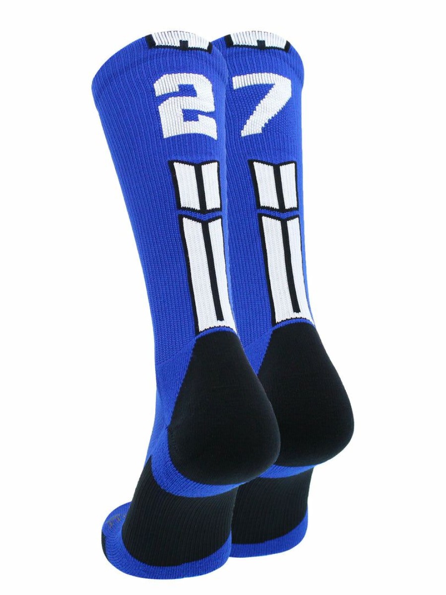 Ncaa Socks * | Deals Madsportsstuff Royal Player Id Custom Number Crew Socks For Basketball Lacrosse Volleyball Boys And Girls