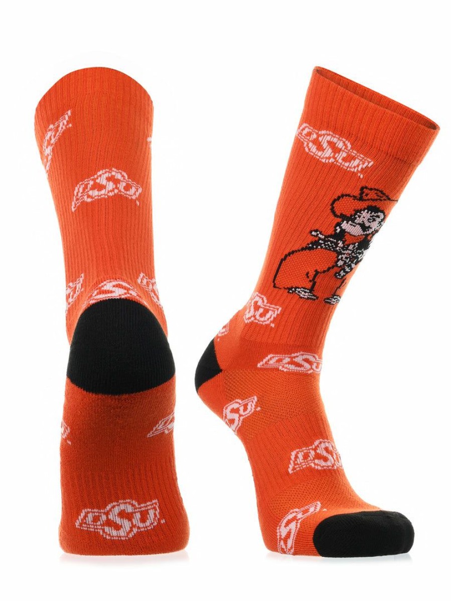 Ncaa Socks * | Discount Tck Oklahoma State Cowboys Socks Crew Length Sock Mayhem Orange/Black/White