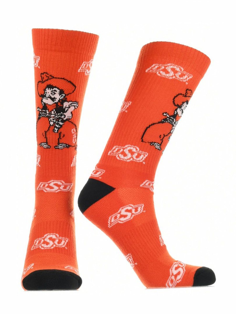 Ncaa Socks * | Discount Tck Oklahoma State Cowboys Socks Crew Length Sock Mayhem Orange/Black/White