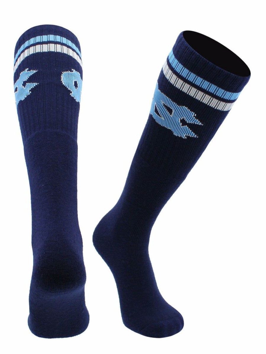 Ncaa Socks * | Best Sale Tck All Schools North Carolina Tar Heels Socks Throwback Tube Navy/Carolina Blue/White