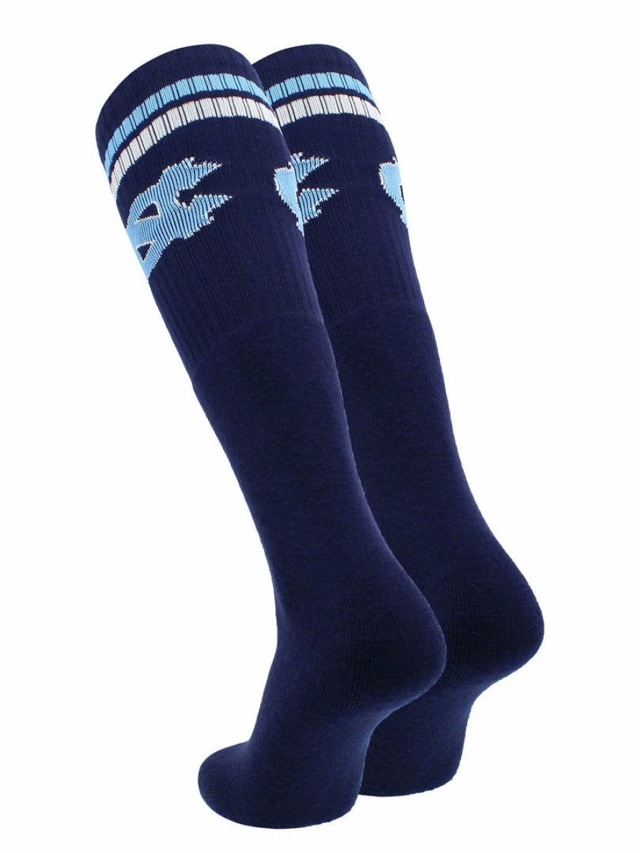 Ncaa Socks * | Best Sale Tck All Schools North Carolina Tar Heels Socks Throwback Tube Navy/Carolina Blue/White