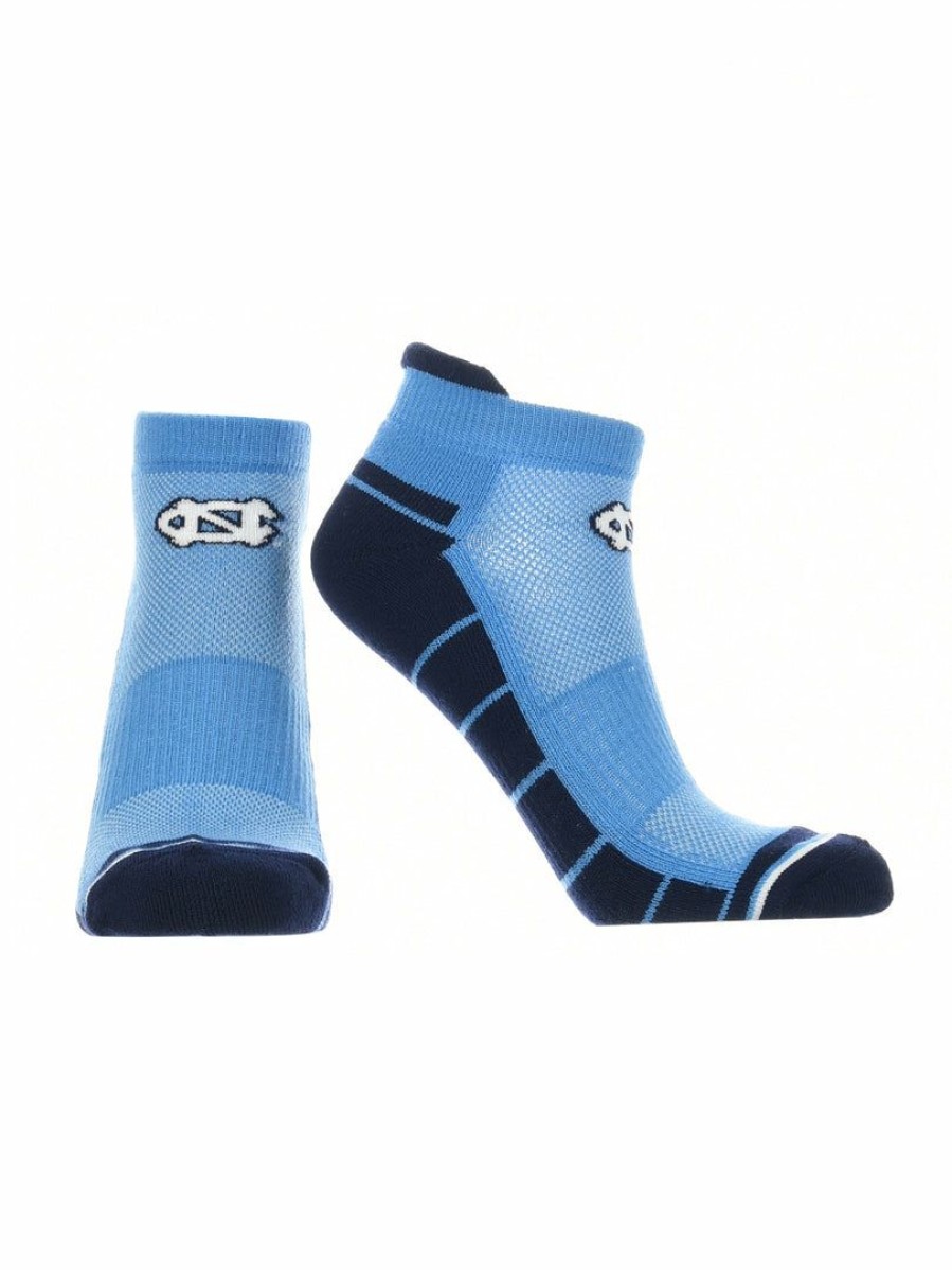 Ncaa Socks * | Brand New Tck All Schools North Carolina Tar Heels Low Cut Ankle Socks With Tab Carolina Blue/Navy