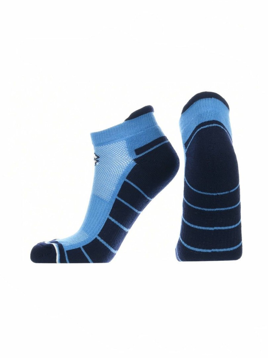 Ncaa Socks * | Brand New Tck All Schools North Carolina Tar Heels Low Cut Ankle Socks With Tab Carolina Blue/Navy