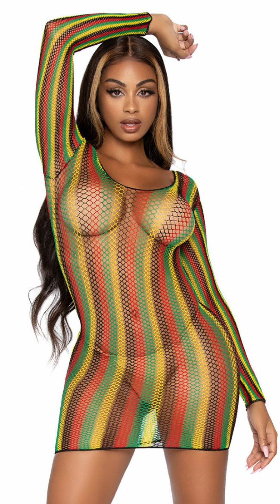 Lingerie * | Leg Avenue Striped Surrender Net Dress