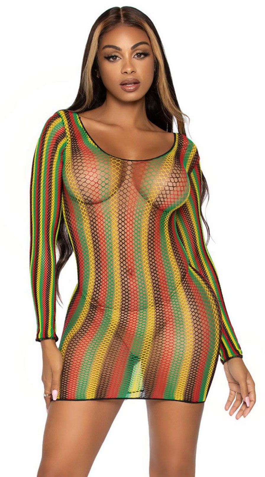 Lingerie * | Leg Avenue Striped Surrender Net Dress