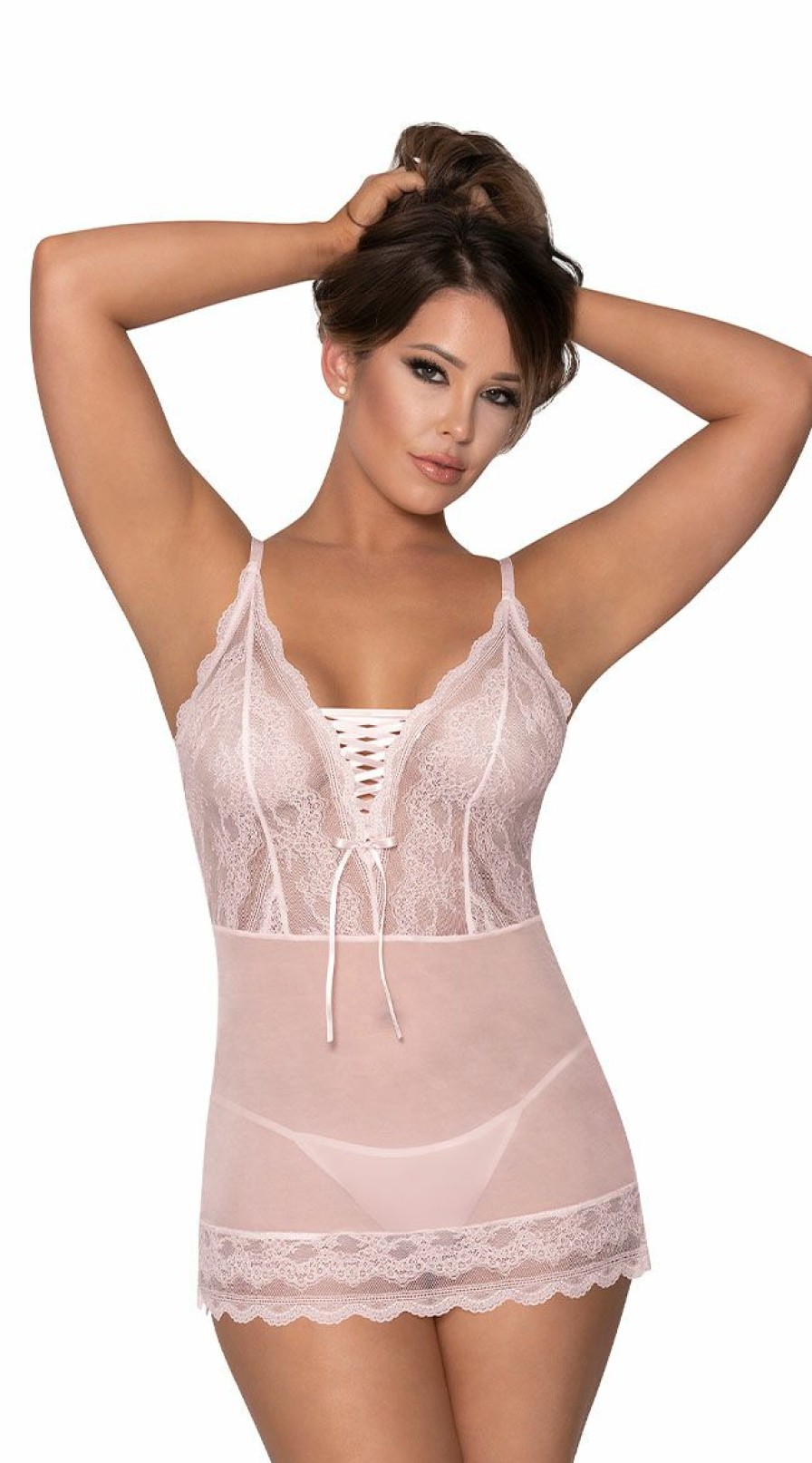 Lingerie * | Magic Silk Lace-Up In Lace Chemise Set