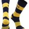 Ncaa Socks * | Wholesale Tck All Schools Cal Bears Socks Game Day Striped Crew Socks Cal Berkeley Blue/Gold