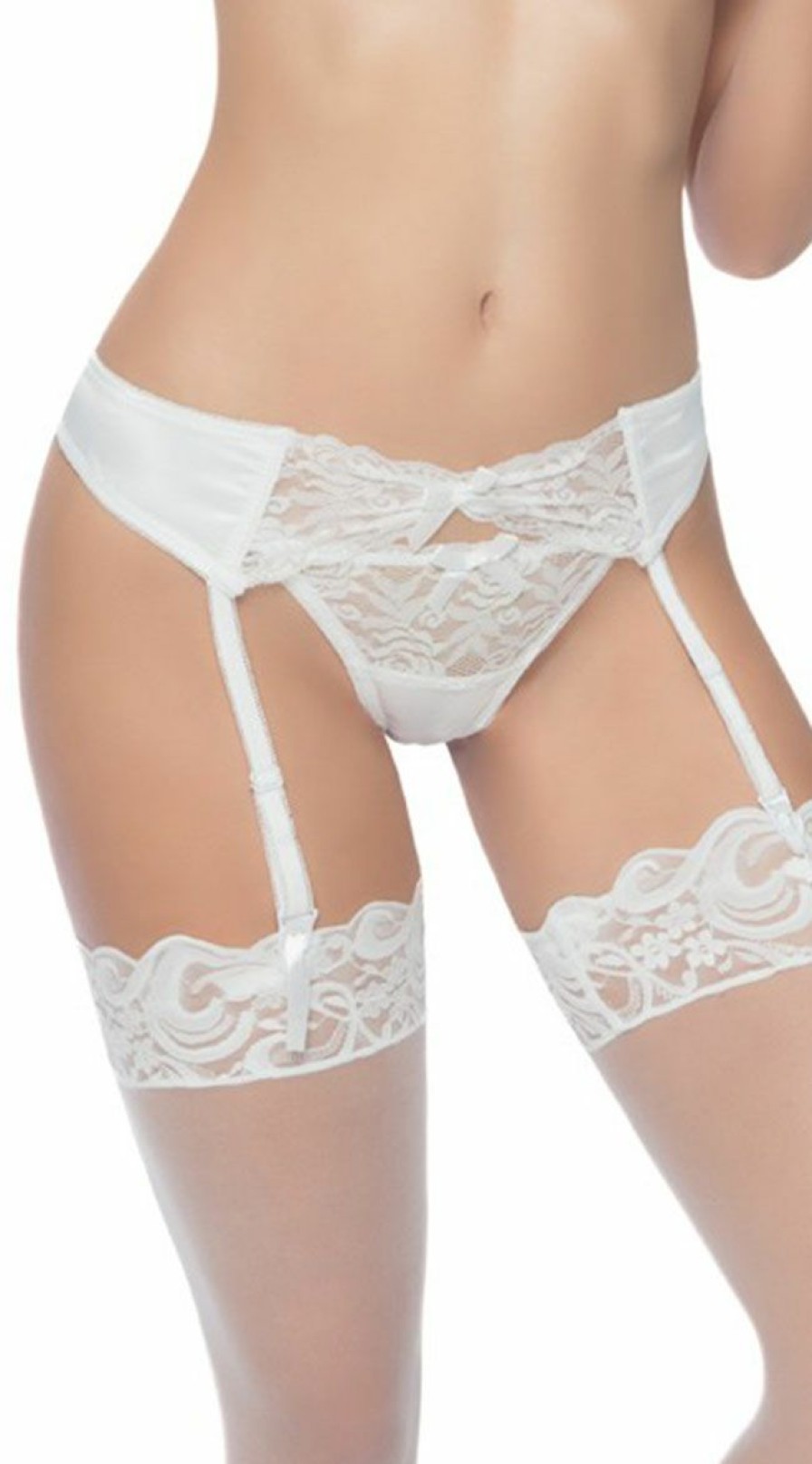 Lingerie * | Oh La La Cheri Satin And Lace Garterbelt