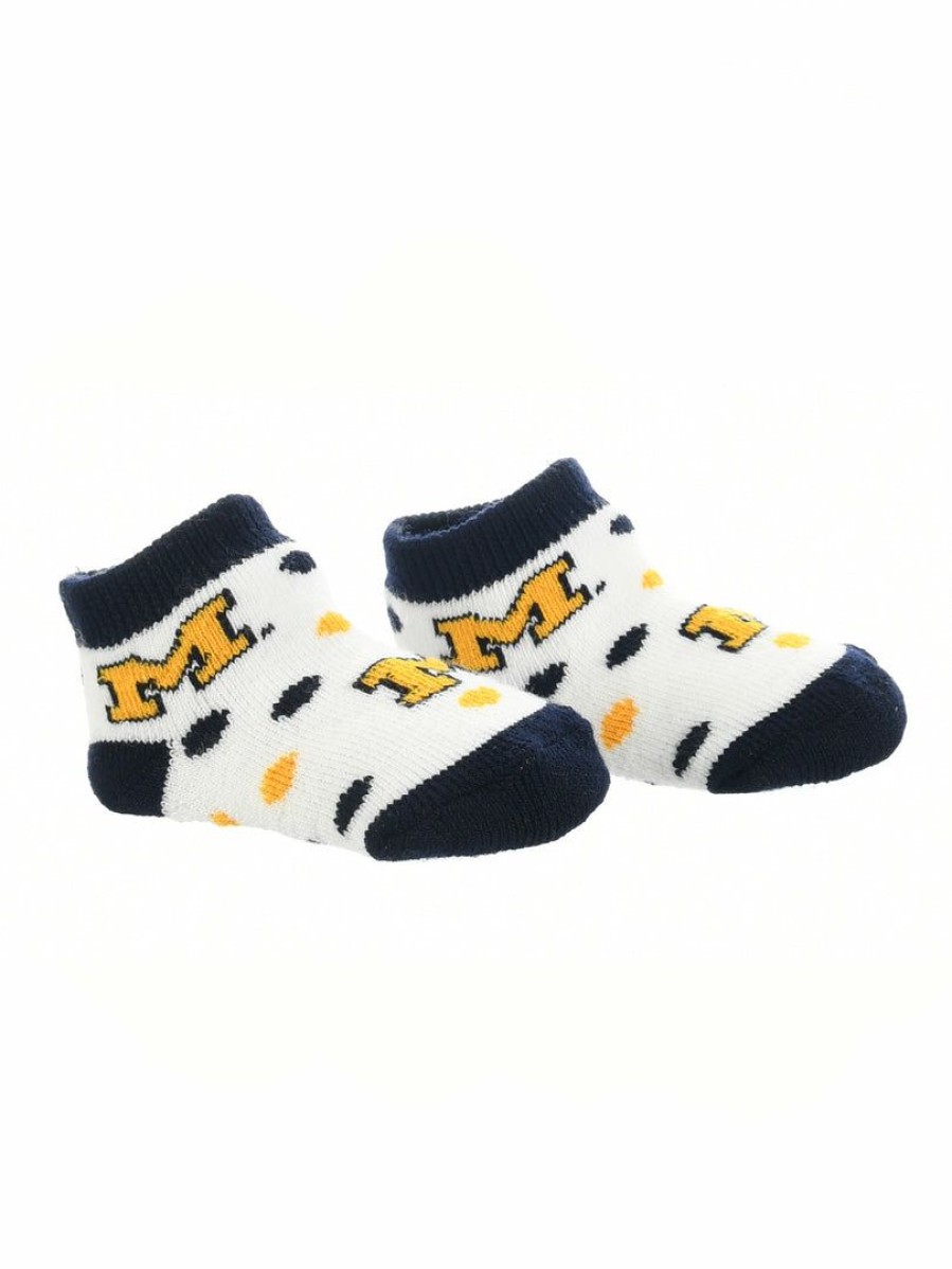 Ncaa Socks * | Deals Tck All Schools Michigan Wolverines Toddler Socks Low Cut Little Fan Blue/Maize/White