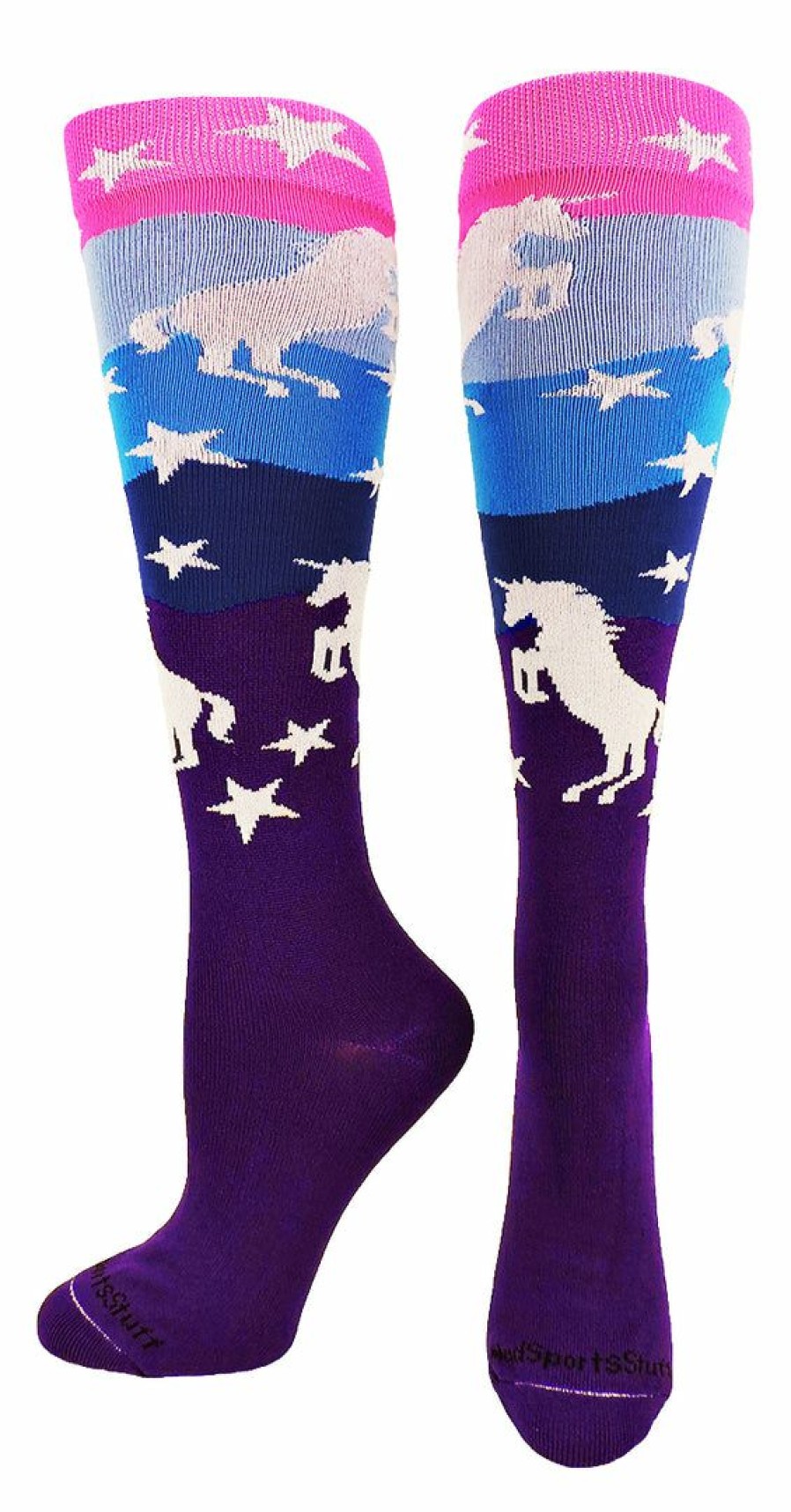 Ncaa Socks * | Budget Madsportsstuff Neon Unicorn Socks Over The Calf Neon Pink/Blue/Purple