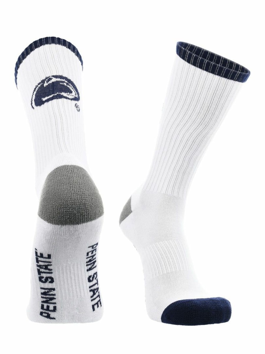 Ncaa Socks * | Best Deal Tck Penn State Nittany Lions Socks Basic Crew White Socks All Schools White/Navy/Grey