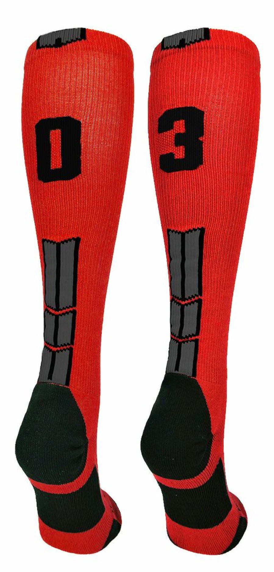 Ncaa Socks * | Wholesale Madsportsstuff Baseball Socks Red And Black Player Id Custom Number Over The Calf Socks For Softball Baseball Football Boys And Girls