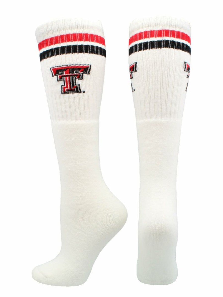 Ncaa Socks * | Outlet Tck Texas Tech Red Raiders Socks Throwback Tube White/Scarlet/Black