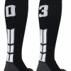 Ncaa Socks * | Outlet Madsportsstuff Softball Socks Black Player Id Custom Number Over The Calf Socks For Softball Baseball Football Boys And Girls