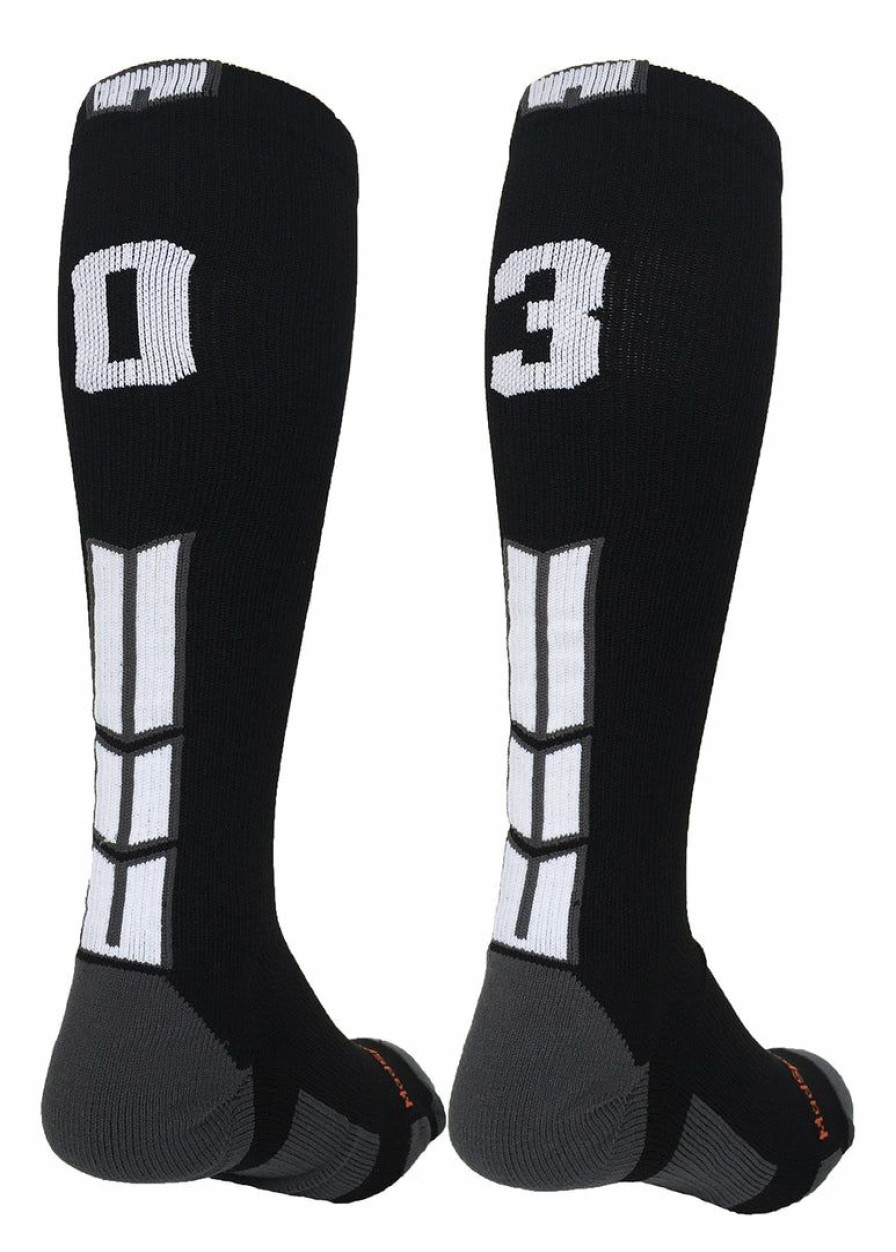 Ncaa Socks * | Outlet Madsportsstuff Softball Socks Black Player Id Custom Number Over The Calf Socks For Softball Baseball Football Boys And Girls