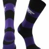 Ncaa Socks * | Best Sale Tck Kansas State Wildcats Socks Game Day Striped Crew Socks All Schools Purple/Black