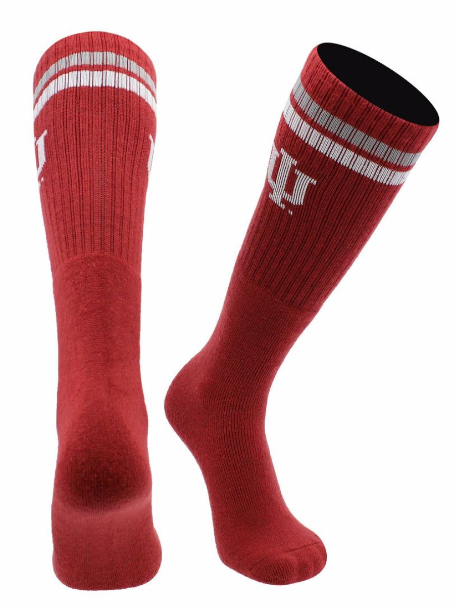 Ncaa Socks * | Best Reviews Of Tck All Schools Indiana Hoosiers Socks Throwback Tube Crimson/Cream/Grey