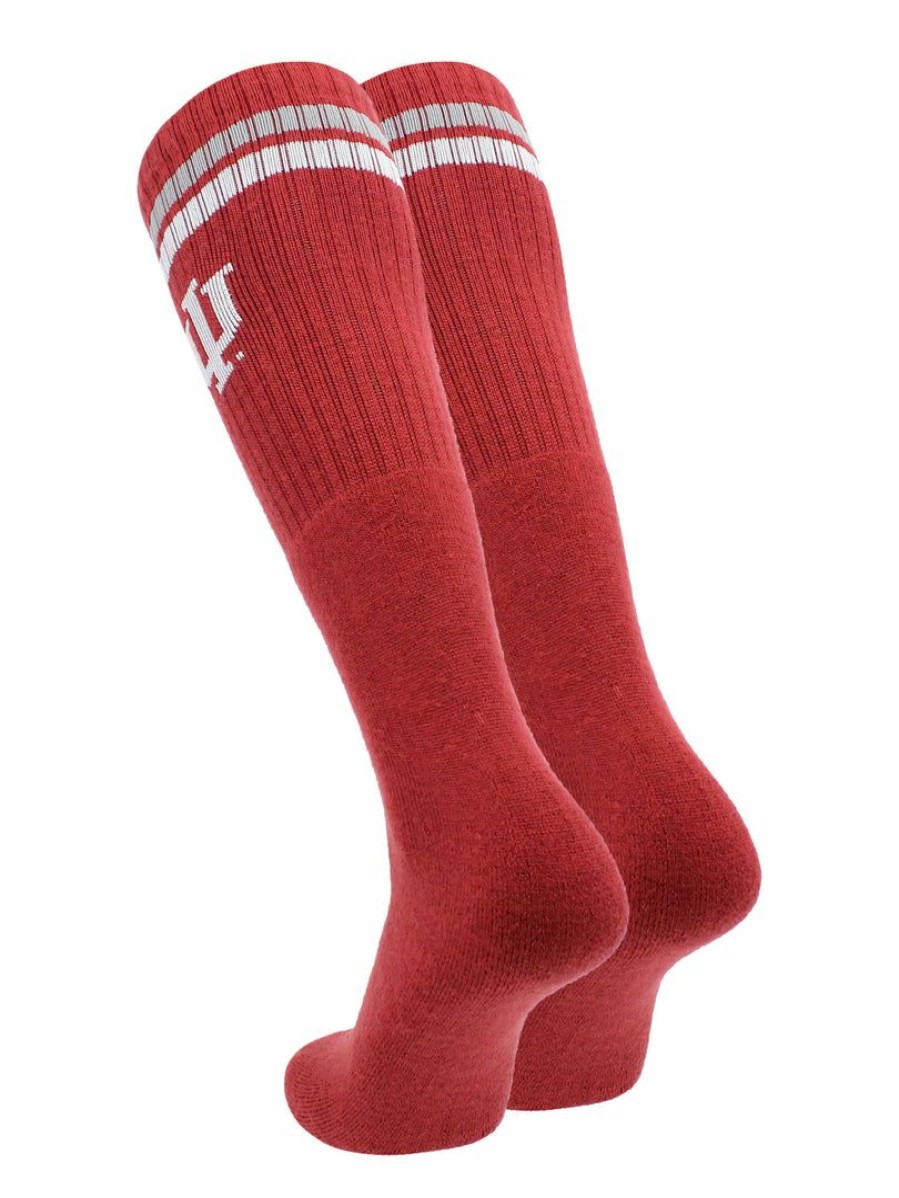 Ncaa Socks * | Best Reviews Of Tck All Schools Indiana Hoosiers Socks Throwback Tube Crimson/Cream/Grey