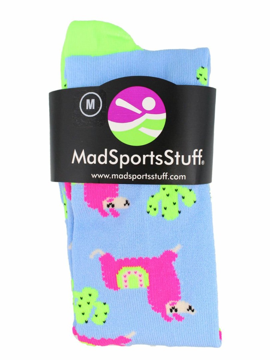 Ncaa Socks * | Best Sale Madsportsstuff Cactus And Llama Socks Over The Calf Length Softball Socks Columbia Blue