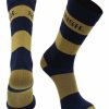 Ncaa Socks * | Best Sale Tck Notre Dame Fighting Irish Socks Game Day Striped Crew Socks All Schools Blue/Gold