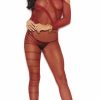 Lingerie * | Elegant Moments Burgundy Burnout Bodystocking