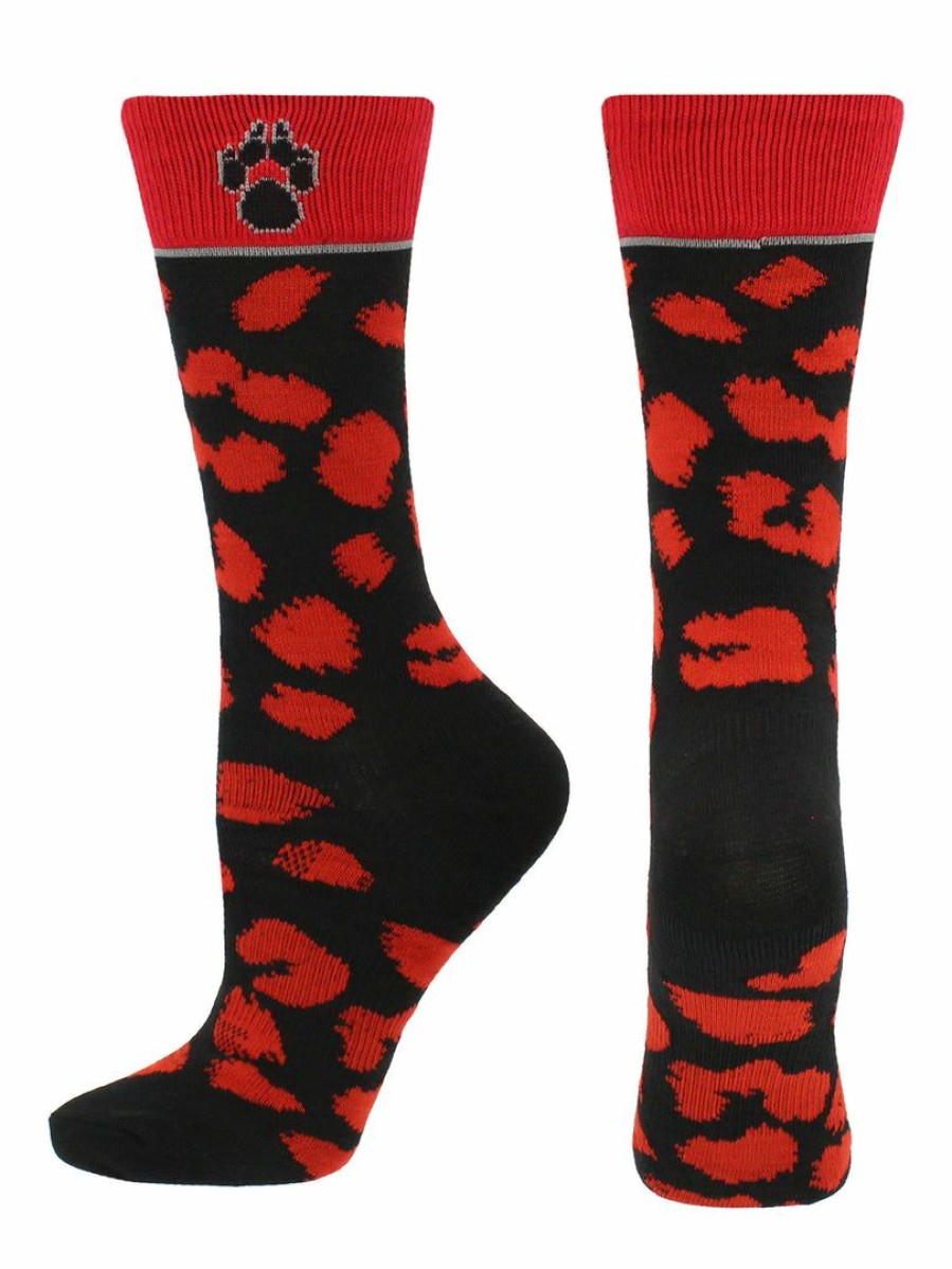 Ncaa Socks * | Best Deal Tck New Mexico Lobos Socks Womens Savage Crew Socks All Schools Red/Black