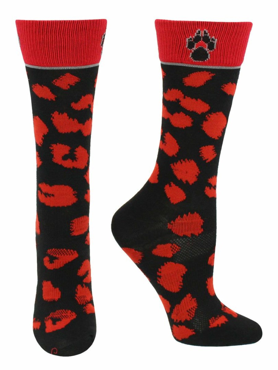 Ncaa Socks * | Best Deal Tck New Mexico Lobos Socks Womens Savage Crew Socks All Schools Red/Black