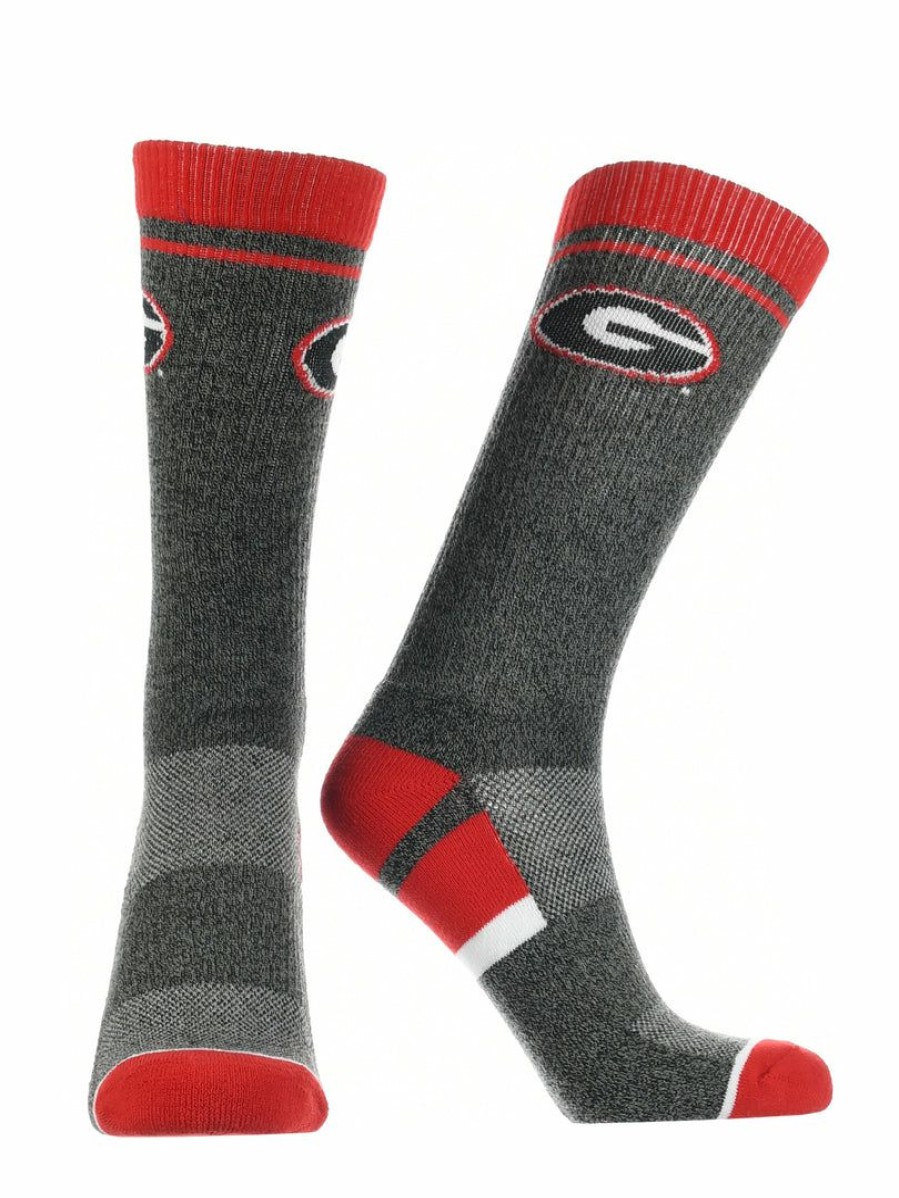 Ncaa Socks * | New Tck All Schools Georgia Bulldogs Socks Victory Parade Crew Length Black/Red/Grey