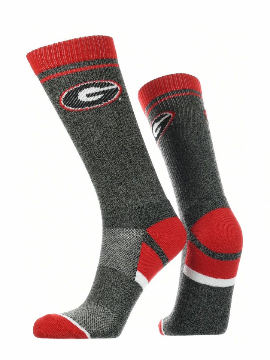 Ncaa Socks * | New Tck All Schools Georgia Bulldogs Socks Victory Parade Crew Length Black/Red/Grey