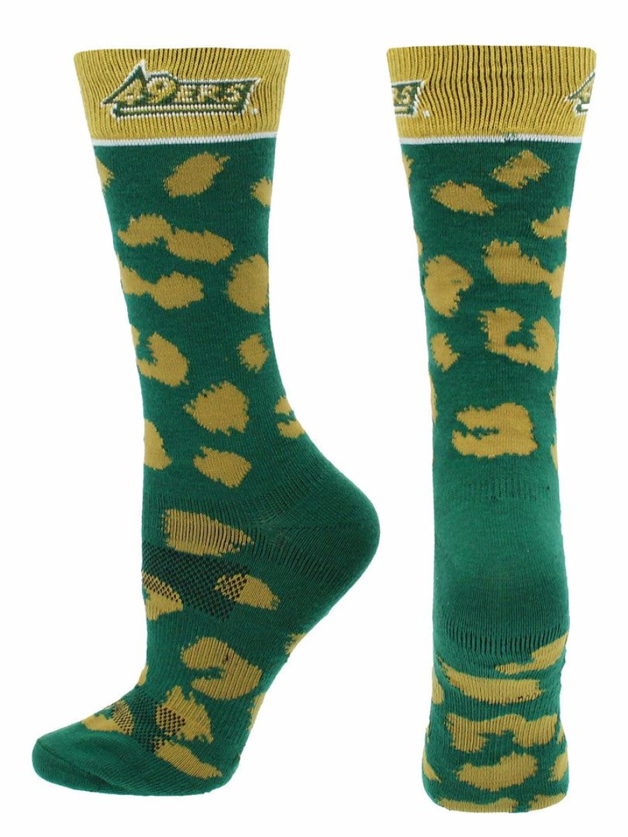 Ncaa Socks * | Budget Tck Unc Charlotte 49Ers Socks Womens Savage Crew Socks Green/Gold