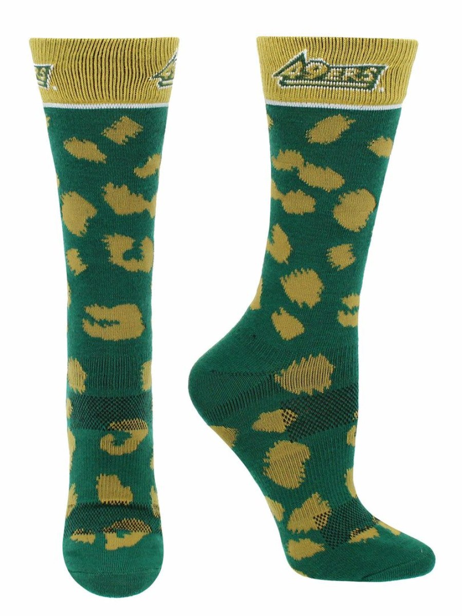 Ncaa Socks * | Budget Tck Unc Charlotte 49Ers Socks Womens Savage Crew Socks Green/Gold