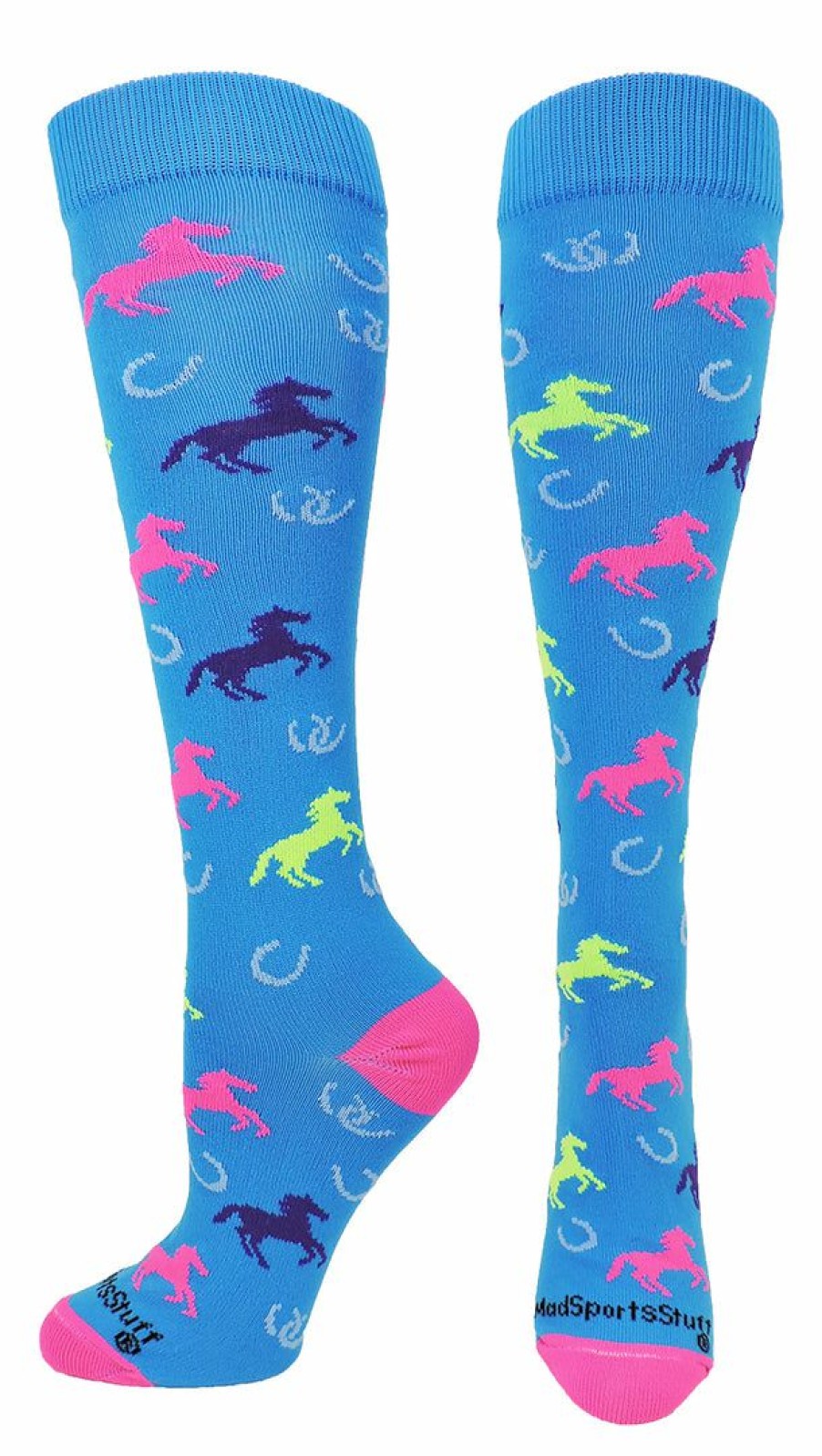 Ncaa Socks * | Best Sale Madsportsstuff Softball Socks Wild Horses Equestrian Athletic Over The Calf Socks