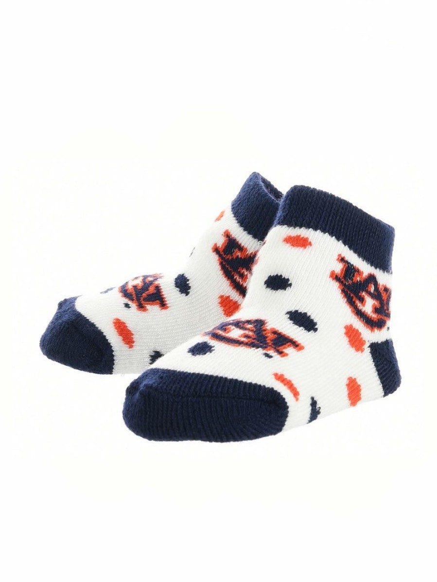 Ncaa Socks * | Buy Tck Auburn Tigers Toddler Socks Low Cut Little Fan Blue/Orange/White