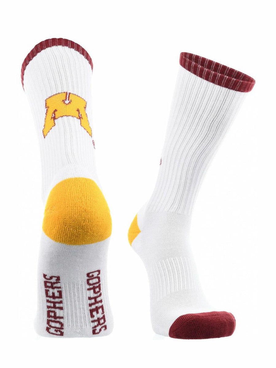 Ncaa Socks * | Deals Tck Minnesota Golden Gophers Socks Basic Crew White Socks All Schools White/Maroon/Gold