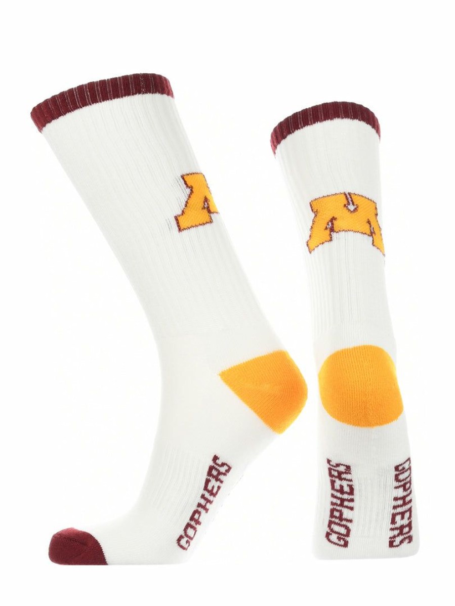 Ncaa Socks * | Deals Tck Minnesota Golden Gophers Socks Basic Crew White Socks All Schools White/Maroon/Gold