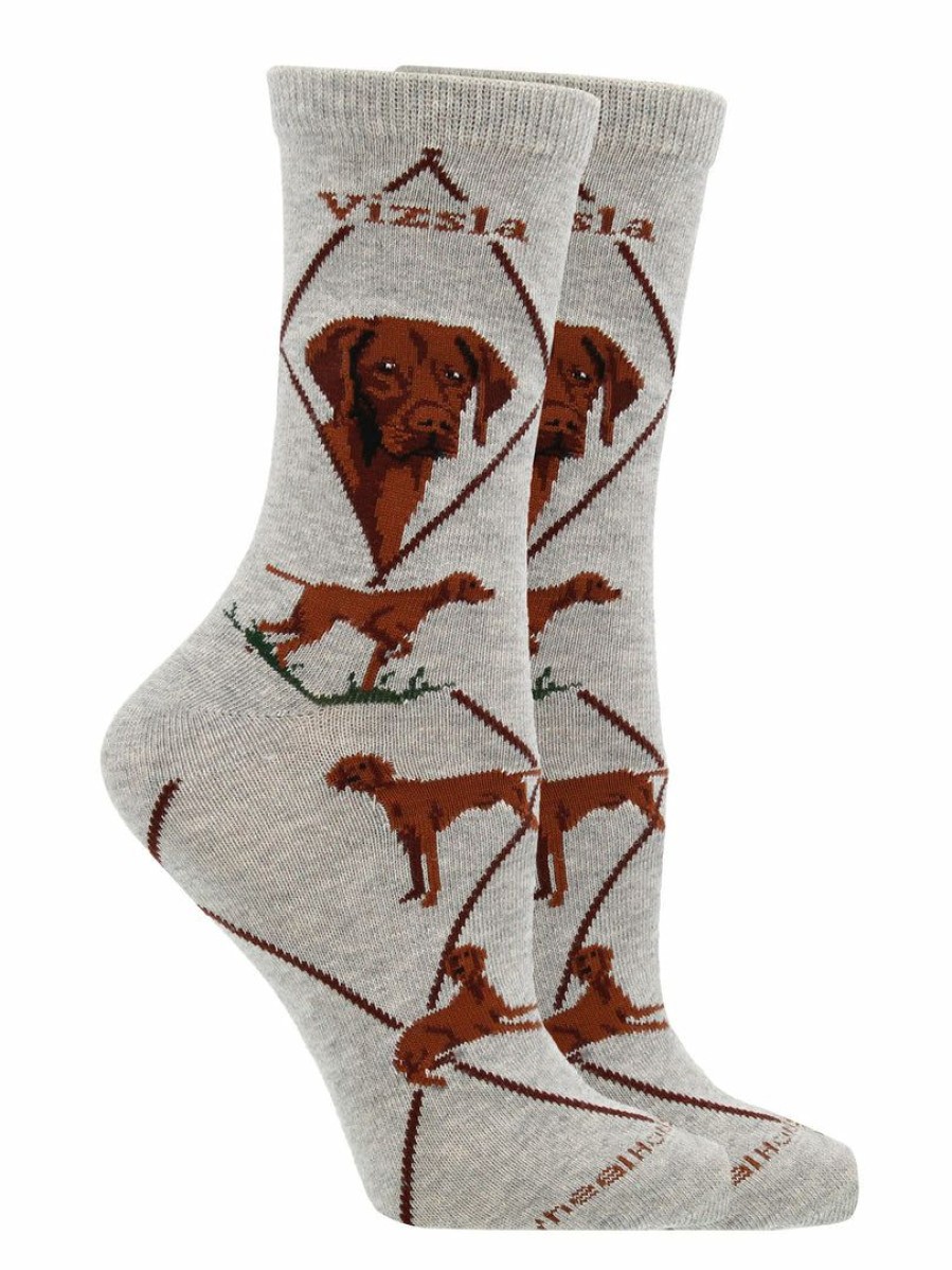 Ncaa Socks * | Wholesale Whd Vizsla Socks For Women Gift For Dog Lovers Gray