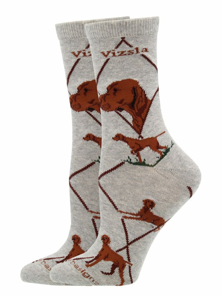 Ncaa Socks * | Wholesale Whd Vizsla Socks For Women Gift For Dog Lovers Gray